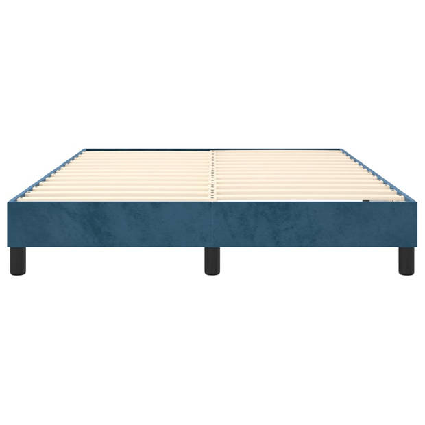 vidaXL Bedframe zonder matras 140x190 cm fluweel donkerblauw