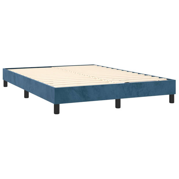 vidaXL Bedframe zonder matras 140x190 cm fluweel donkerblauw