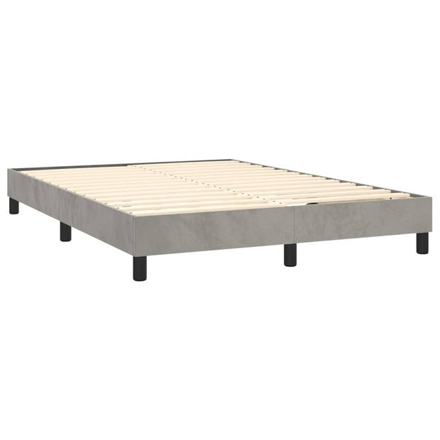 vidaXL Boxspring met matras fluweel lichtgrijs 140x200 cm