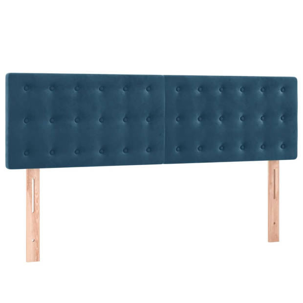 vidaXL Boxspring met matras en LED fluweel donkerblauw 140x190 cm