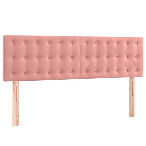 vidaXL Boxspring met matras fluweel roze 140x190 cm