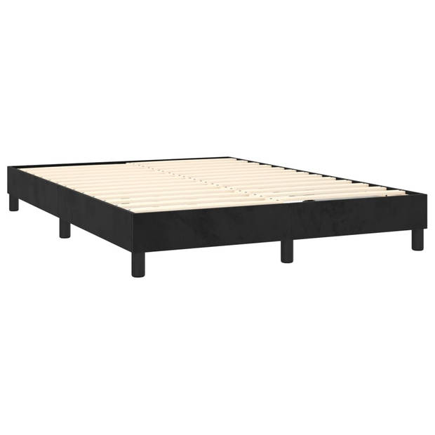 vidaXL Boxspring met matras en LED fluweel zwart 140x190 cm