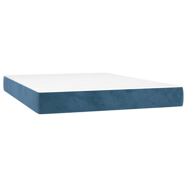 vidaXL Boxspring met matras en LED fluweel donkerblauw 140x200 cm