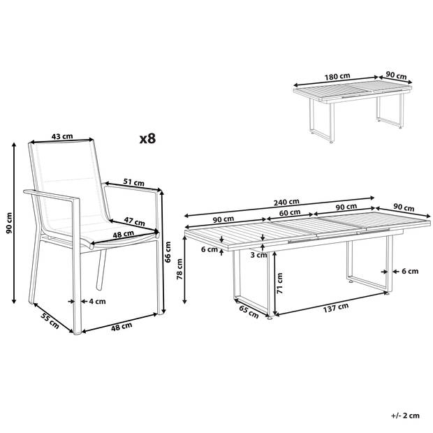 Beliani VALCANETTO/BUSSETO - Tuintafelset-Zwart-Aluminium