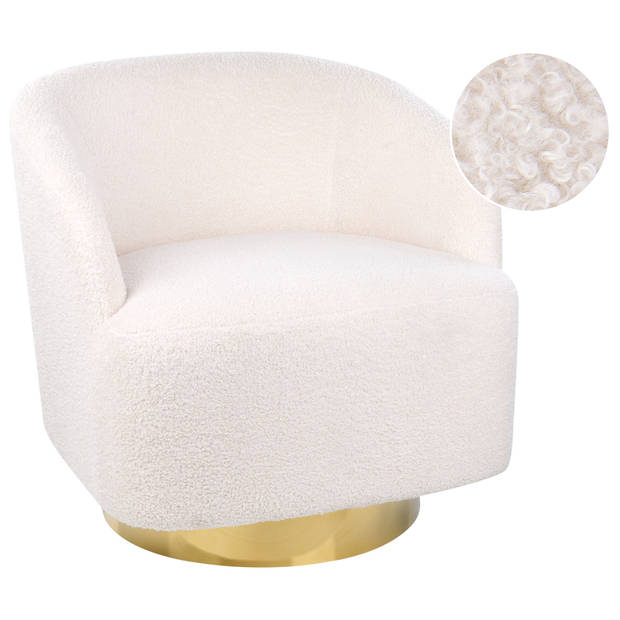 Beliani LAVIK - Fauteuil-Wit-Bouclé