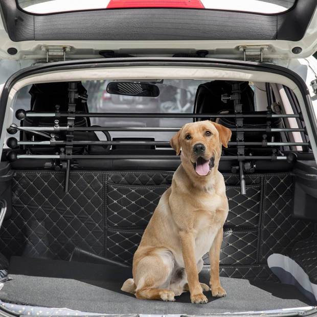 Hondenrek auto - Hondenrek - Autorek hond - Bagagerek - Verstelbaar - Staal - Zwart