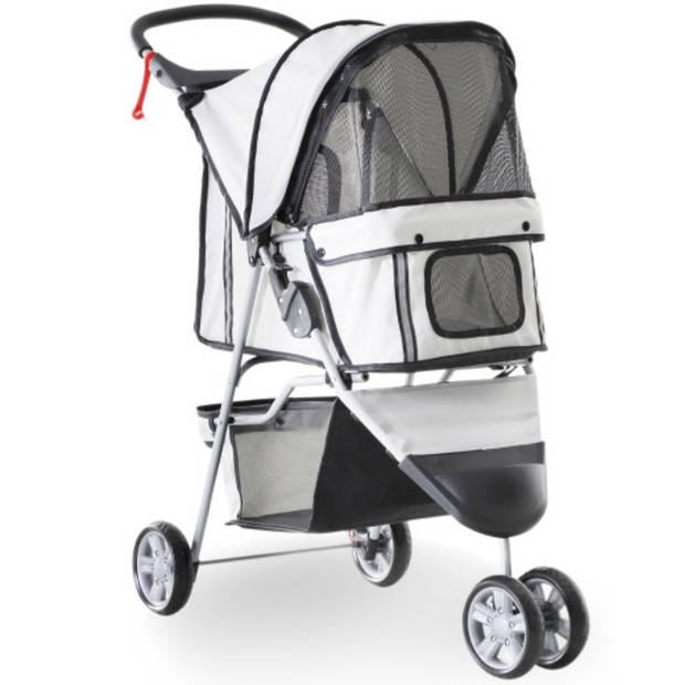 Zenzee - Hondenbuggy - Honden buggy - Hondentrolley - Hondenwagen - Opvouwbaar - Parkeerrem - Opbergruimte - Grijs