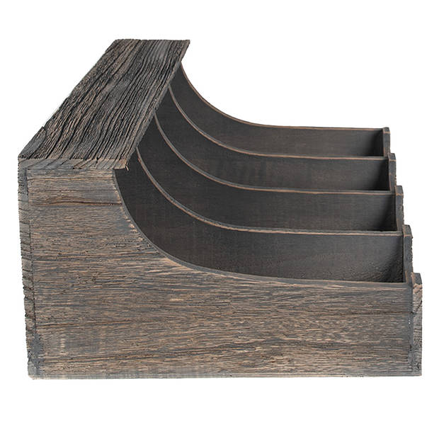 Clayre & Eef Bestekbak 41x29x17 cm Grijs Hout Rechthoek Bestekhouder Grijs Bestekhouder