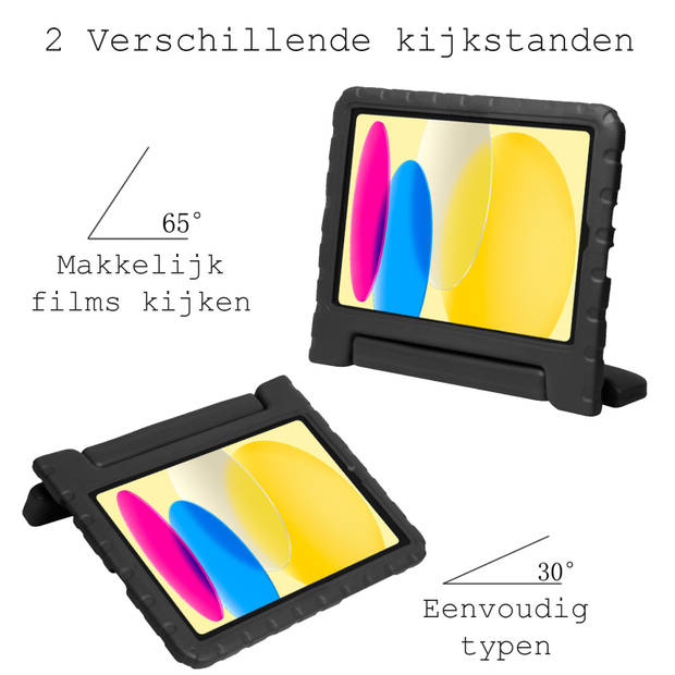 Basey iPad 10 Hoesje Kinder Hoes Shockproof Cover - Kindvriendelijke iPad 2022 Hoes Kids Case - Zwart
