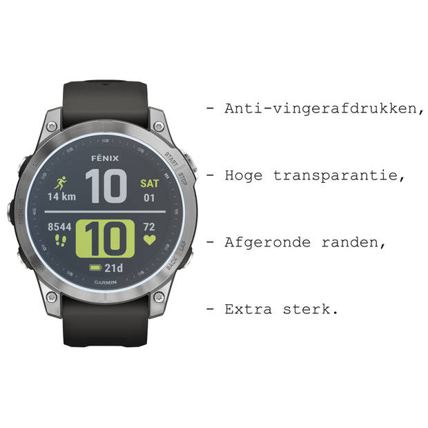 Basey Garmin Fenix 7X Screenprotector Tempered Glass Beschermglas - Garmin Fenix 7X Screen Protector