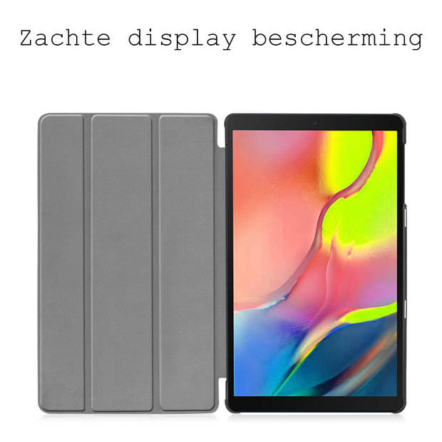 Basey Samsung Galaxy Tab A 10.1 2019 Hoesje Kunstleer Hoes Case Cover -Zwart