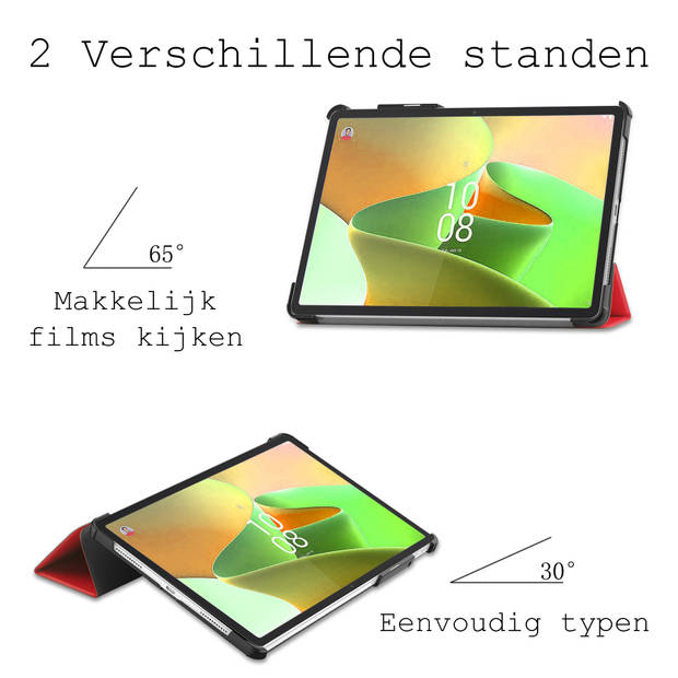 Basey Lenovo Tab P11 Pro (2e Gen) Hoesje Kunstleer Hoes Case Cover -Rood