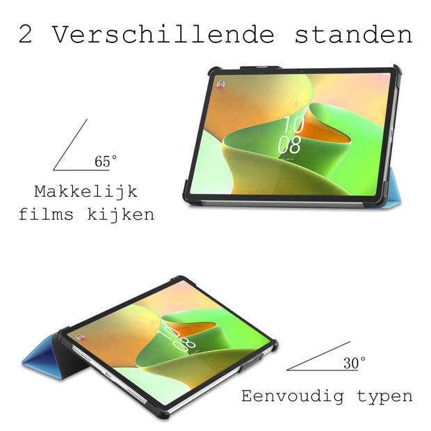 Basey Lenovo Tab P11 Pro (2e Gen) Hoesje Kunstleer Hoes Case Cover -Lichtblauw