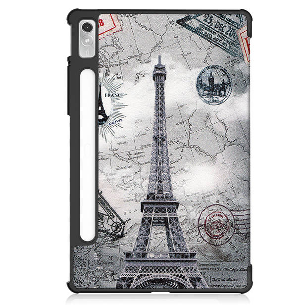 Basey Lenovo Tab P11 Pro (2e Gen) Hoesje Kunstleer Hoes Case Cover -Eiffeltoren