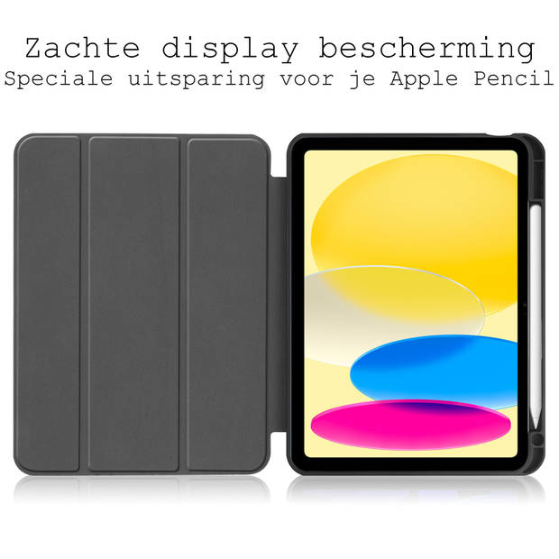 Basey iPad 10 Hoes Case Hoesje Hard Cover - iPad 10 2022 Hoesje Bookcase Uitsparing Apple Pencil - Grijs