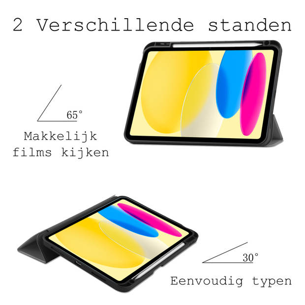 Basey iPad 10 Hoes Case Hoesje Hard Cover - iPad 10 2022 Hoesje Bookcase Uitsparing Apple Pencil - Grijs