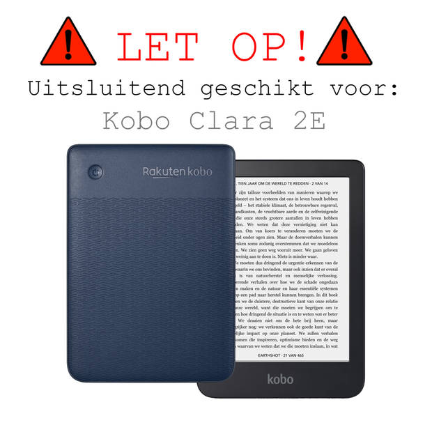 Basey Hoesje Geschikt voor Kobo Clara 2E Hoesje Bookcase Cover Hoes - Kobo Clara 2E Case Cover Hoes - Zwart