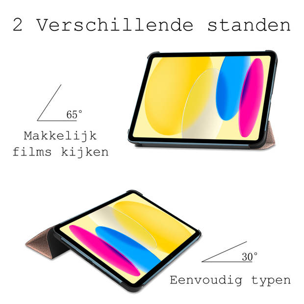 Basey iPad 10 2022 Hoes Case Hoesje Hard Cover - iPad 10 Hoesje Bookcase - Rose Goud