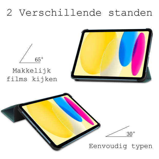 Basey iPad 10 2022 Hoes Case Hoesje Hard Cover - iPad 10 Hoesje Bookcase - Donker Groen