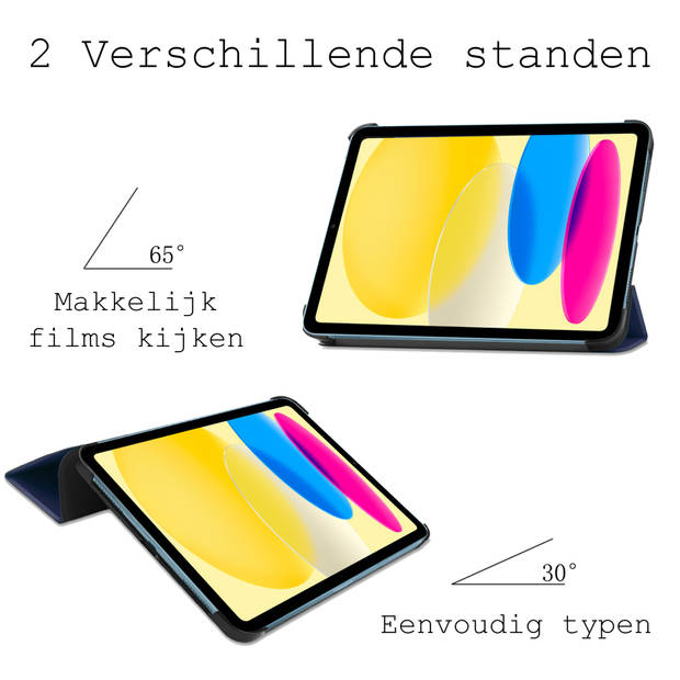 Basey iPad 2022 Hoesje Kunstleer Hoes Case Cover -Donkerblauw