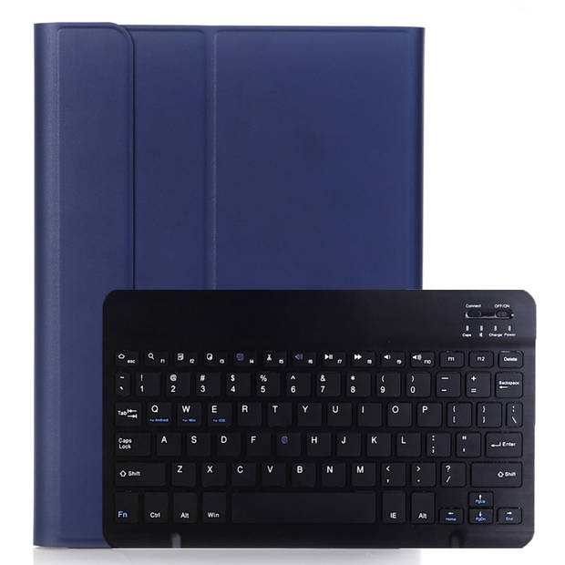 Basey iPad 10.2 2021 Hoes Toetsenbord Hoesje Keyboard Case Cover - Donkerblauw