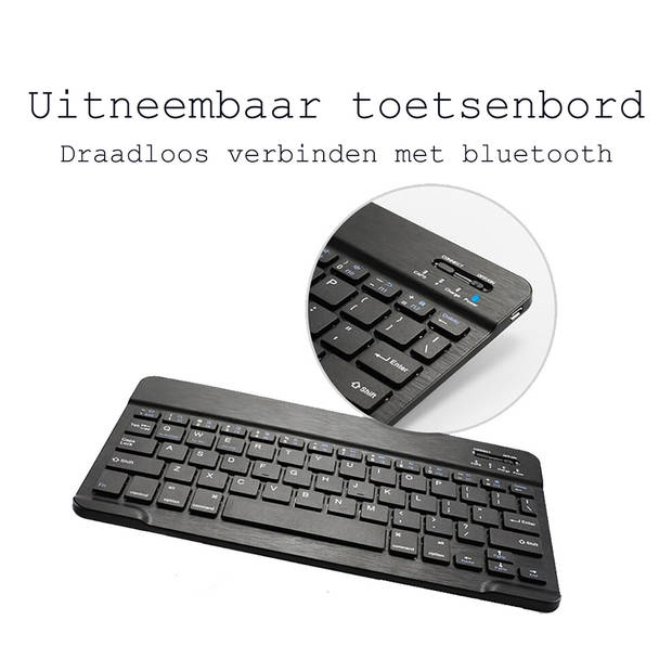 Basey Lenovo Tab P11 Plus Hoes Toetsenbord Hoesje Keyboard Case Cover - Zwart