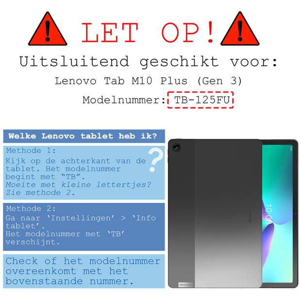 Basey Lenovo Tab M10 Plus (3e Gen) Hoesje Kunstleer Hoes Case Cover -Zwart