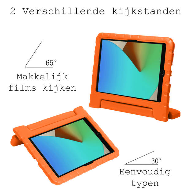 Basey iPad 10.2 2021 Kinderhoesje Foam Case Hoesje Cover Hoes -Oranje
