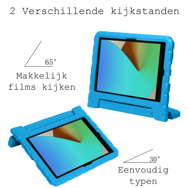 Basey iPad 10.2 2020 Hoesje Kinder Hoes Shockproof Cover - Kindvriendelijke iPad 10.2 2020 Hoes Kids Case - Blauw
