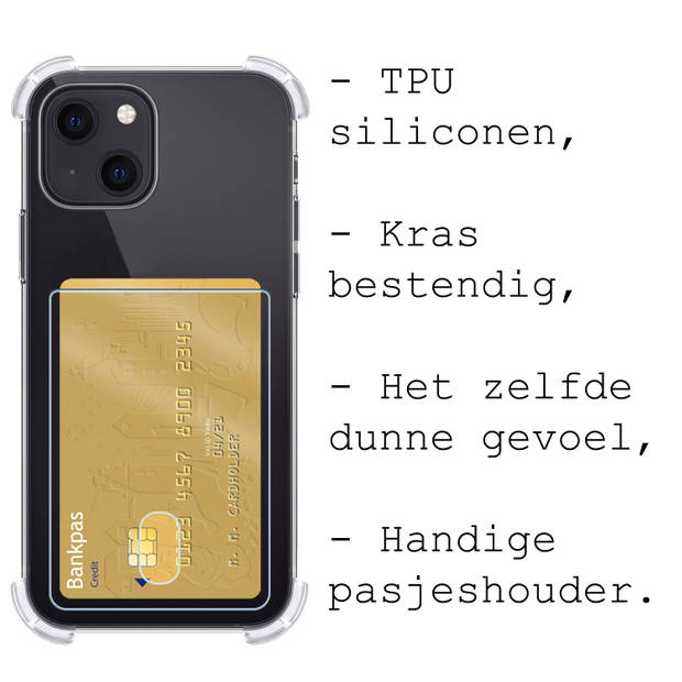 Basey iPhone 14 Plus Hoesje Siliconen Hoes Case Cover met Pasjeshouder - Transparant