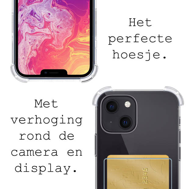 Basey iPhone 14 Hoesje Siliconen Hoes Case Cover met Pasjeshouder - Transparant