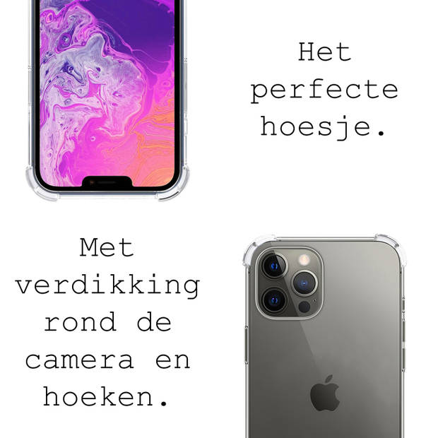 Basey iPhone 14 Pro Hoesje Met Koord Hoes Siliconen Case - Transparant