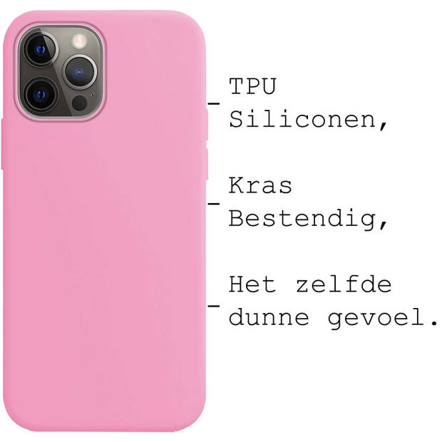 Basey iPhone 14 Pro Hoesje Siliconen Hoes Case Cover -Lichtroze