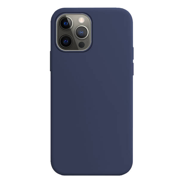 Basey iPhone 14 Pro Max Hoesje Siliconen Back Cover Case - iPhone 14 Pro Max Hoes Silicone Case Hoesje - Donker Blauw