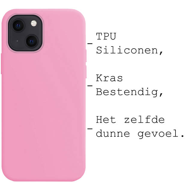 Basey iPhone 14 Plus Hoesje Siliconen Hoes Case Cover -Lichtroze