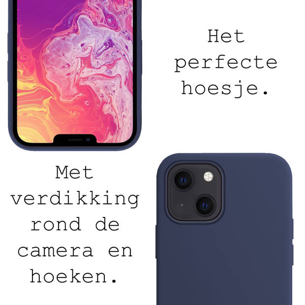Basey iPhone 14 Hoesje Siliconen Hoes Case Cover -Donkerblauw