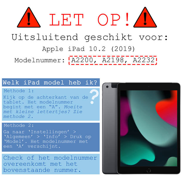 Basey iPad 10.2 2019 Hoesje Kunstleer Hoes Case Cover -Donkerrood