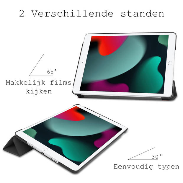 Basey iPad 10.2 2020 Hoes Book Case Hoesje - iPad 10.2 2020 Hoesje Hard Cover Case Hoes - Zwart