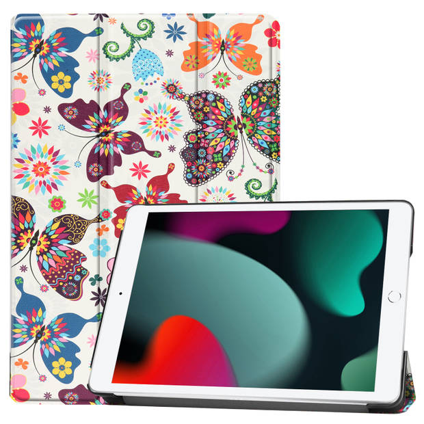 Basey iPad 10.2 2020 Hoesje Kunstleer Hoes Case Cover -Vlinders
