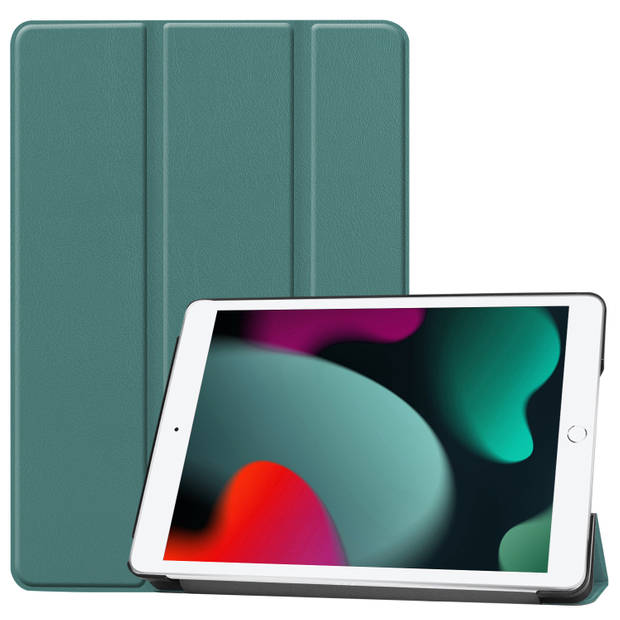Basey iPad 10.2 2020 Hoesje Kunstleer Hoes Case Cover -Donkergroen