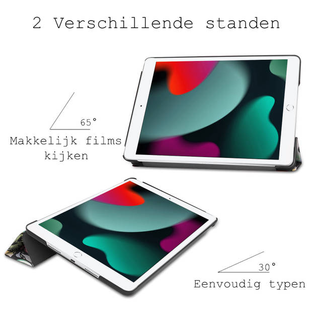 Basey iPad 10.2 2021 Hoesje Kunstleer Hoes Case Cover -Graffity