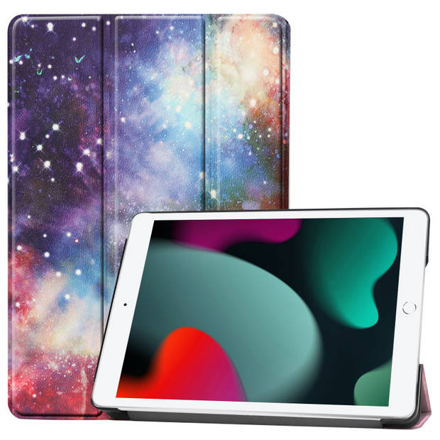 Basey iPad 10.2 2021 Hoesje Kunstleer Hoes Case Cover -Galaxy