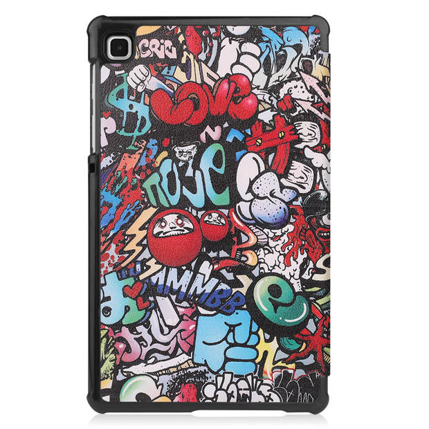 Basey Samsung Galaxy Tab S6 Lite Hoesje Kunstleer Hoes Case Cover -Graffity