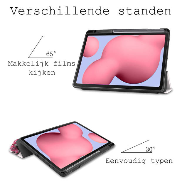 Basey Samsung Galaxy Tab S6 Lite Hoesje Kunstleer Hoes Case Cover -Elfje