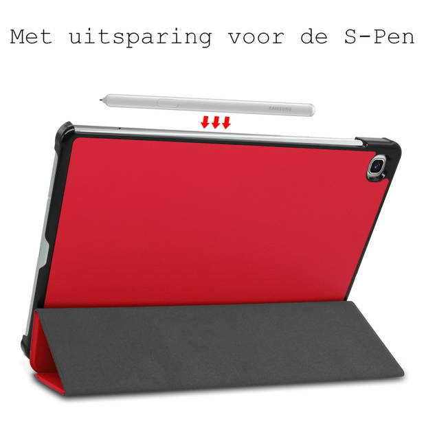 Basey Samsung Galaxy Tab S6 Lite Hoesje Kunstleer Hoes Case Cover -Rood