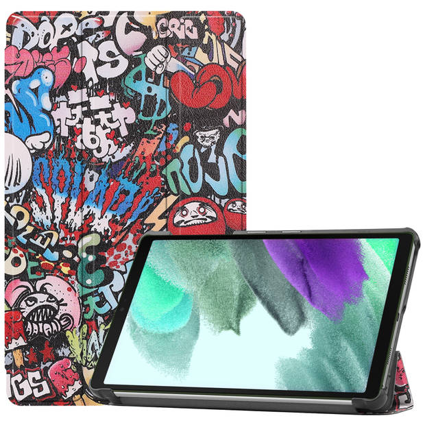 Basey Samsung Galaxy Tab S6 Lite Hoesje Kunstleer Hoes Case Cover -Graffity