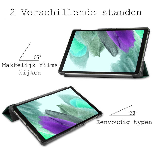 Basey Samsung Galaxy Tab S6 Lite Hoesje Kunstleer Hoes Case Cover -Donkergroen