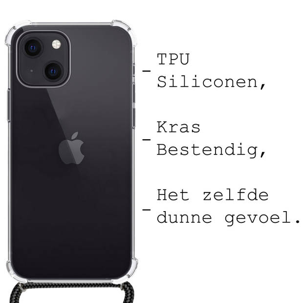 Basey iPhone 13 Hoesje Met Koord Hoes Siliconen Case -Transparant