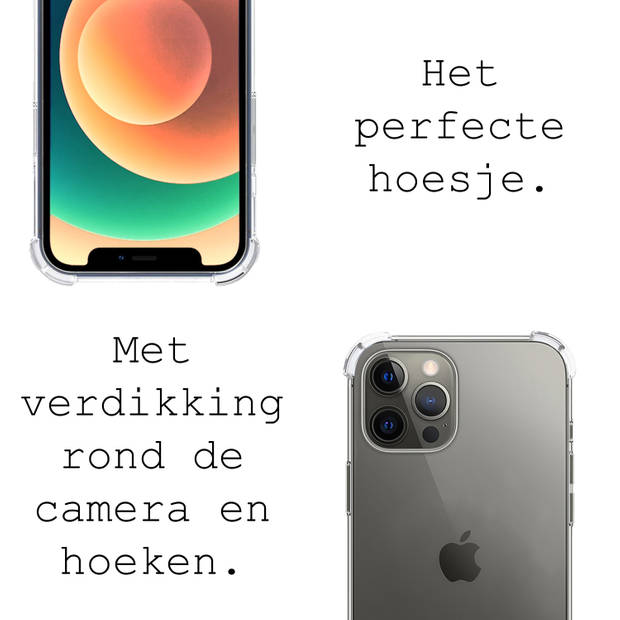 Basey iPhone 12 Pro Hoesje Met Koord Hoes Siliconen Case - Transparant