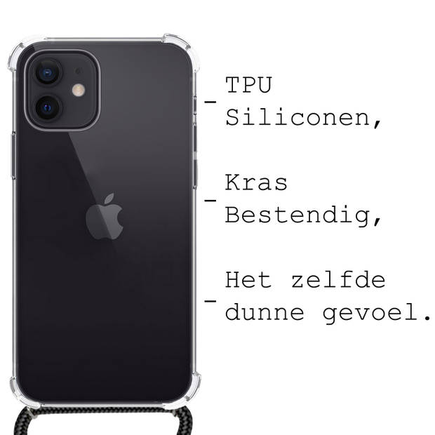 Basey iPhone 11 Hoesje Met Koord Hoes Siliconen Case -Transparant
